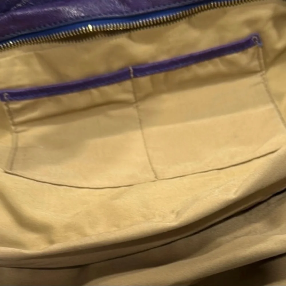 T. Tahari Purple Leather Satchel Handbag Vintage EUC